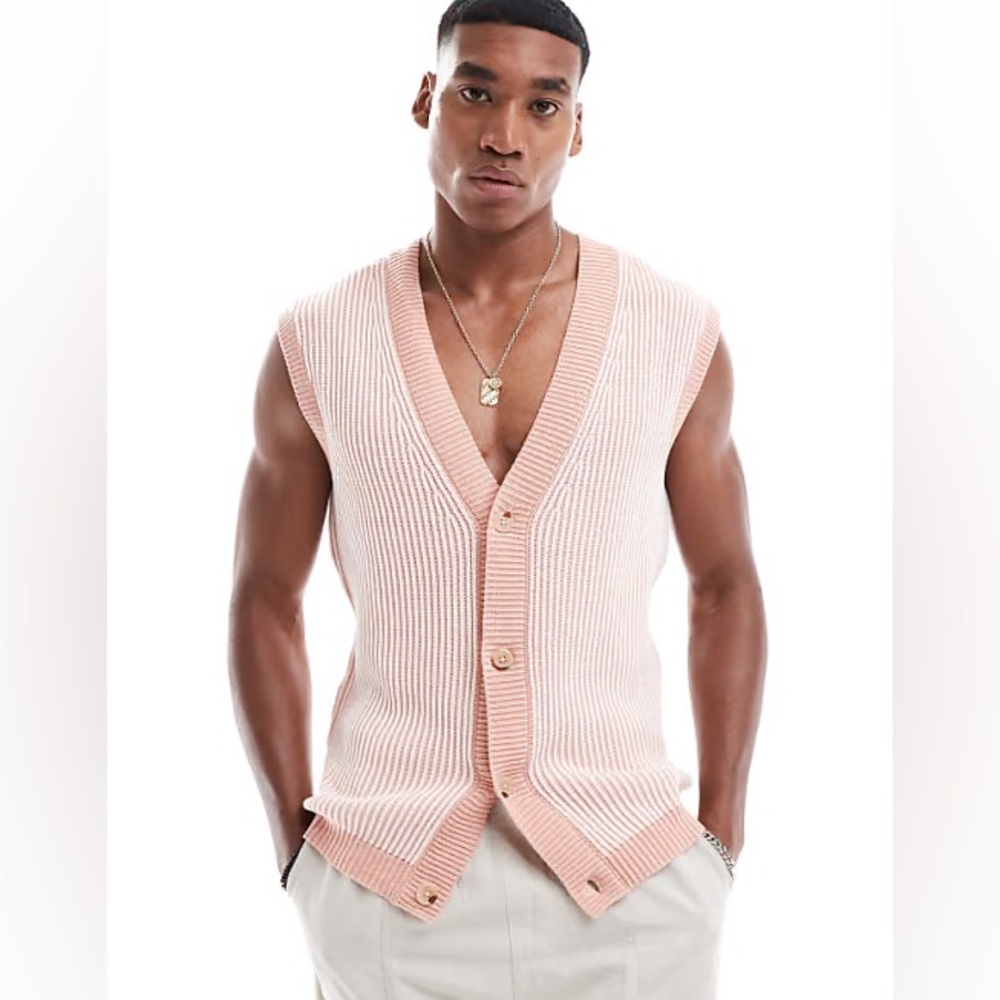 ASOS Designs‎ Knitted Oversized Button Through Sleeveless Cardigan size 2XL